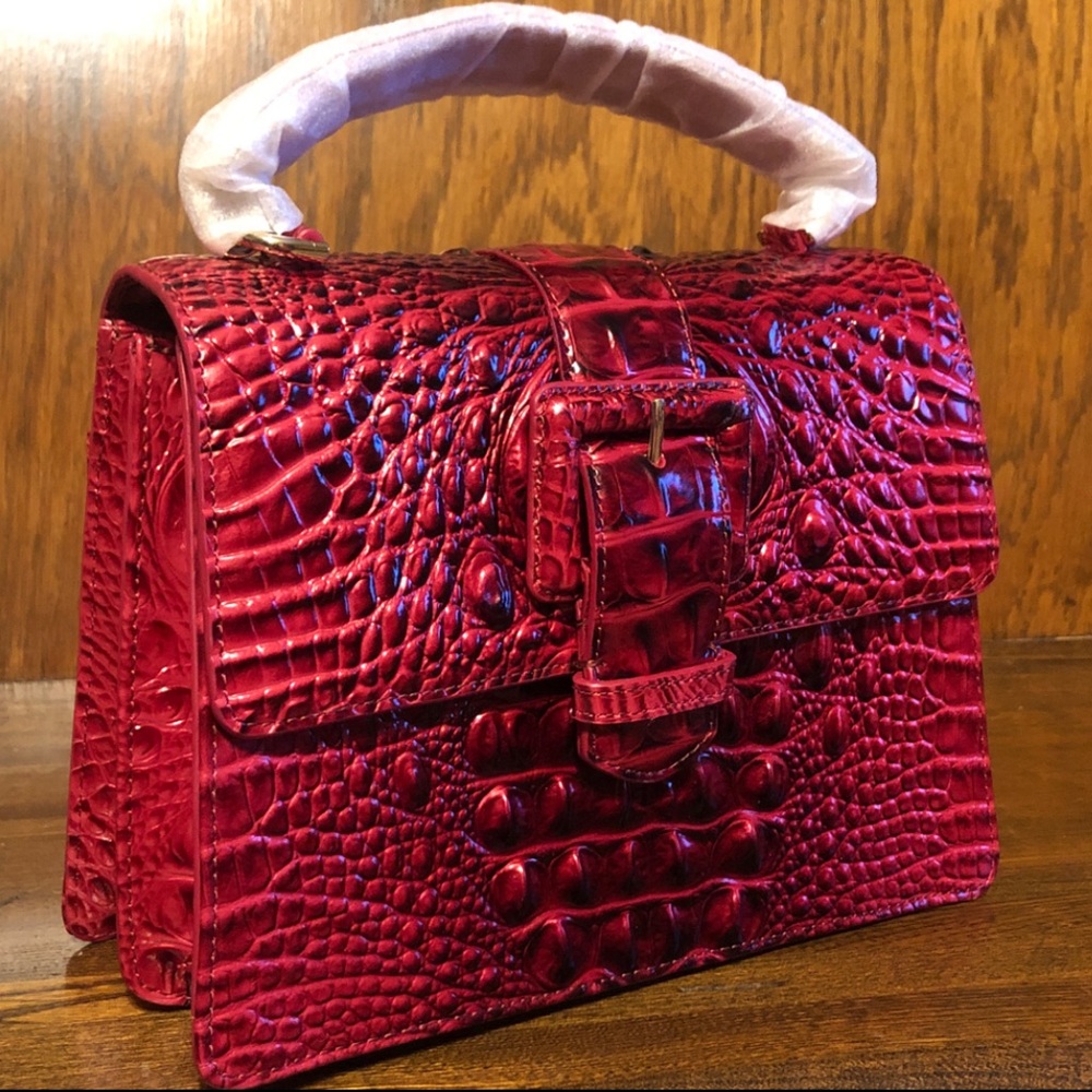 NWT-Brahmin-Small Hallie-Merlot Ombre Melbourne-Leather-Dust Bag-$325 - Picture 3 of 16